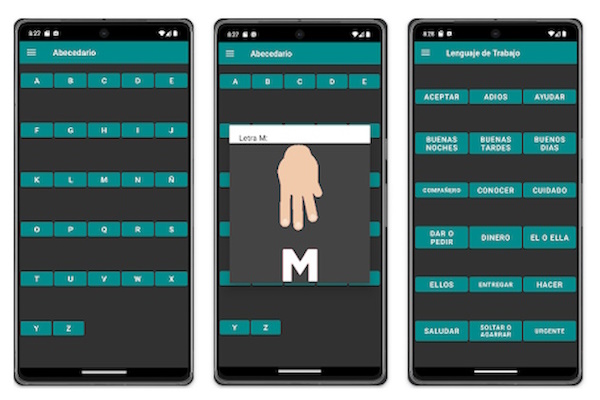 Screen from the Mexican Sign Language app